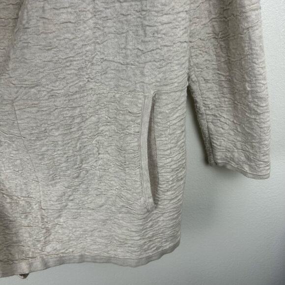 Pure Jill 100% Cotton Textured Knit Sweater Cardigan Size M Oversized Open Beige - Picture 7 of 7